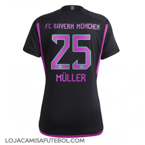 Camisa de Futebol Bayern Munich Thomas Muller #25 Equipamento Secundário Mulheres 2023-24 Manga Curta